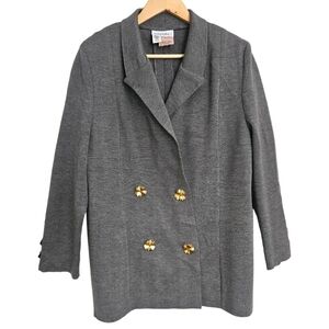 Vintage virgin wool knit double breasted blazer